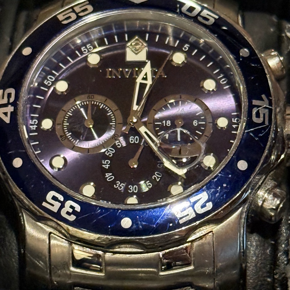 Invicta Blue and Silver Watch #0070
